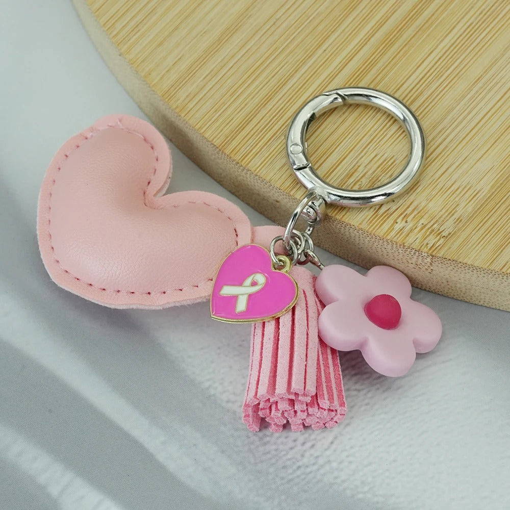 Breast Cancer Support Charm Keychain